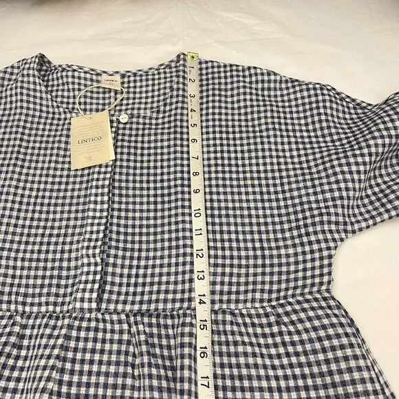 Lintico Caroline Linen Gingham Check Long-Sleeved Top - Picture 9 of 11